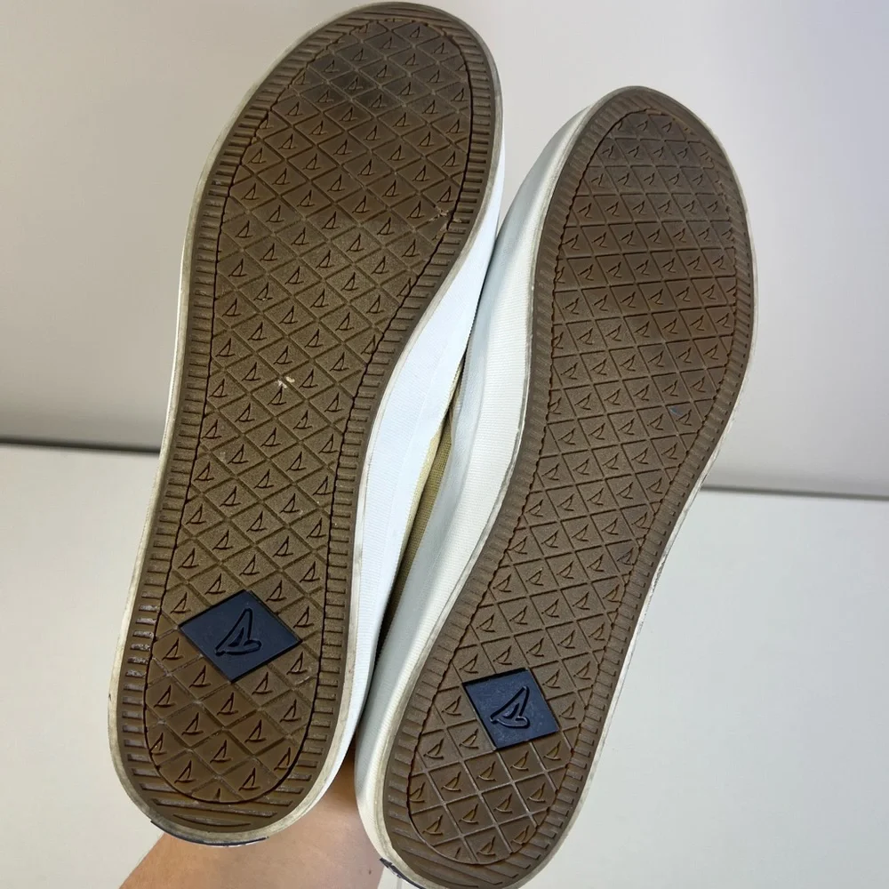 Sperry Women's Cream‎ Slip-On Sneakers Size 11 Top Sider Sparkle Linen Casual